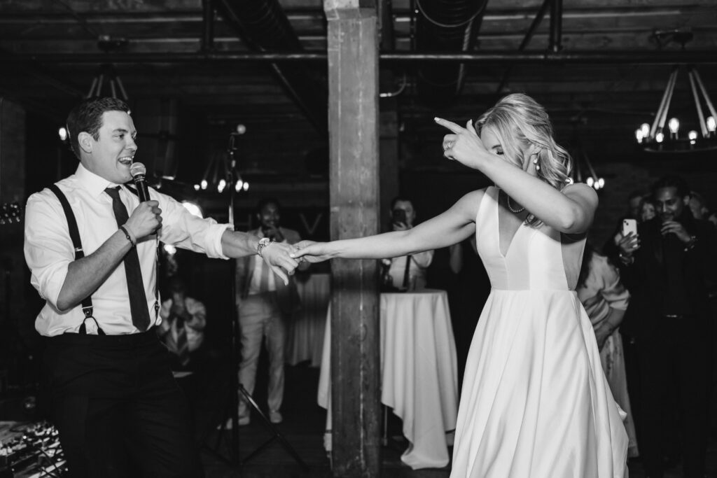 Bride and Groom dance to their wedding band